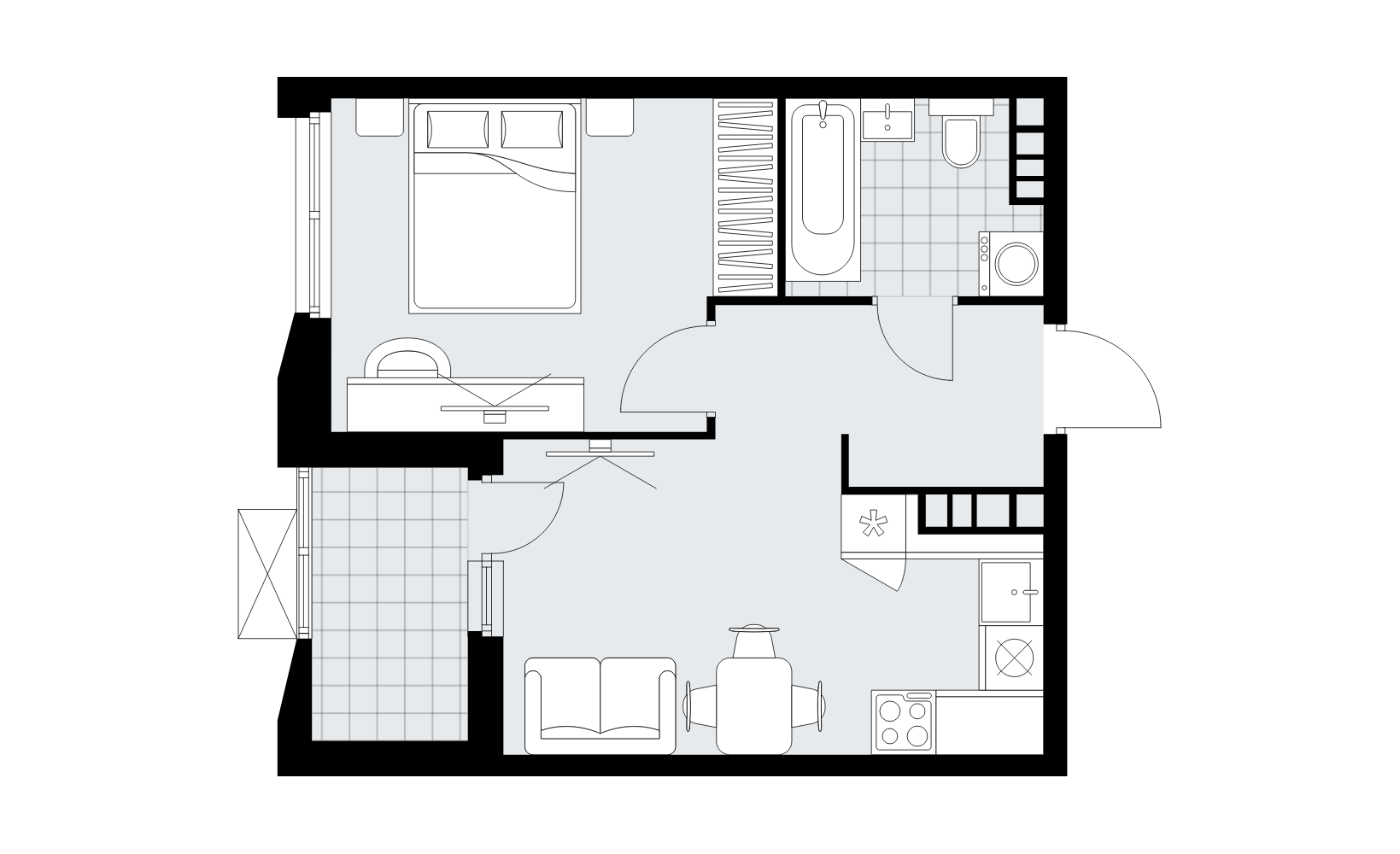 Планировка: 2-комнатная, 35.9 м², №136617