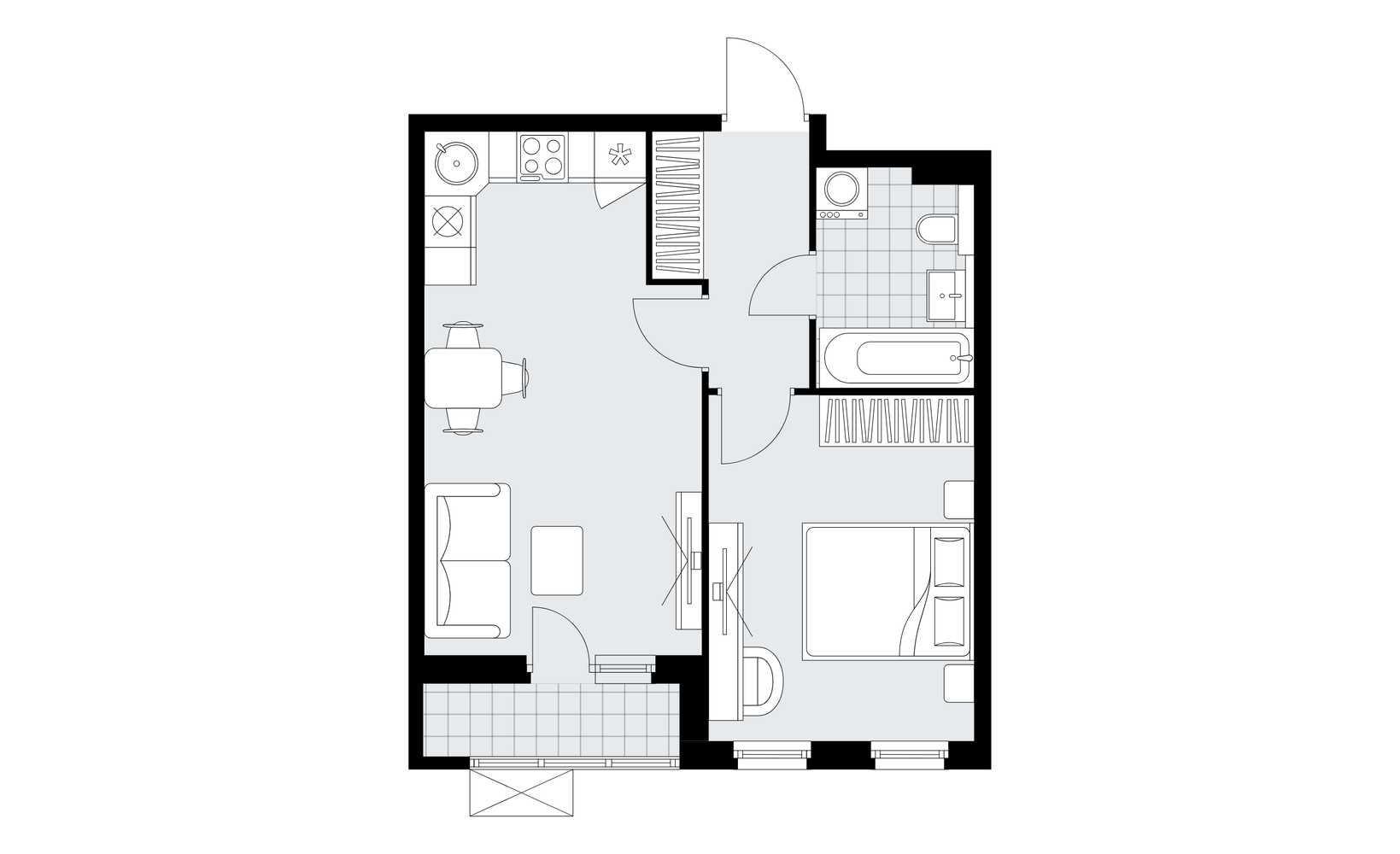 Планировка: 2-комнатная, 41.6 м², №136624