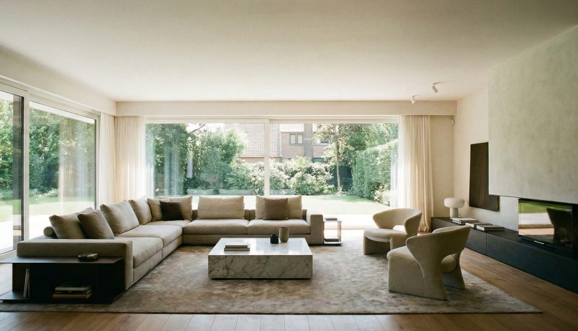 Большая комната с низким потолком