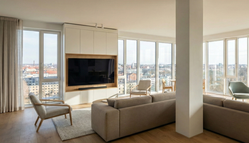 Колонна посередине комнаты