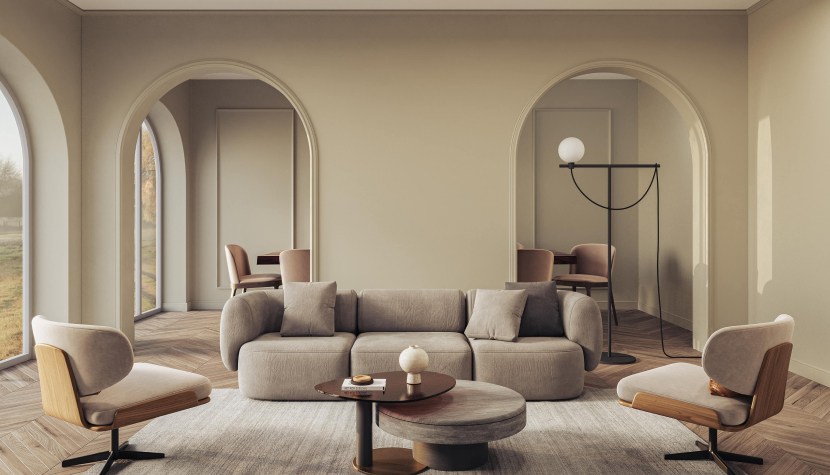 Квартира со смежными комнатами, соединенными аркой