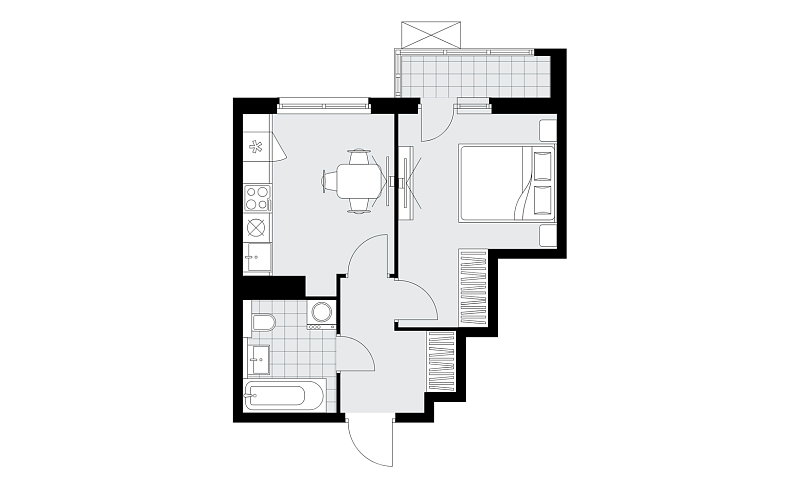 Планировка 1-комнатной квартиры 32,7 м² в Бунинские кварталы