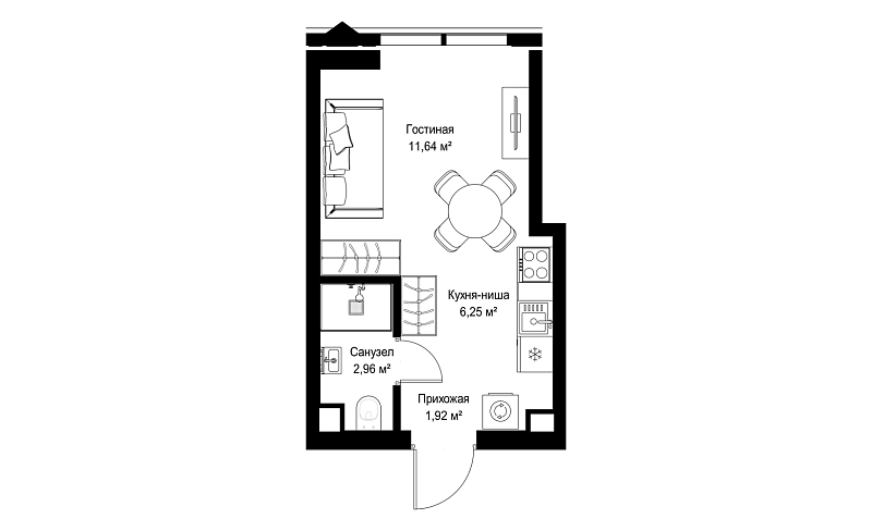 Планировка студии 22,8 м² в JOIS (Джойс)