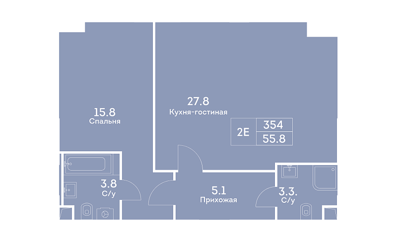 Планировка 2-комнатной квартиры 56,2 м² в Ever (Эвер)