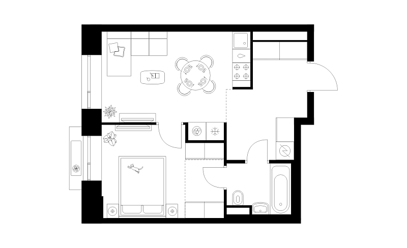 Планировка 1-комнатной квартиры 38,9 м² в Лосиноостровский парк