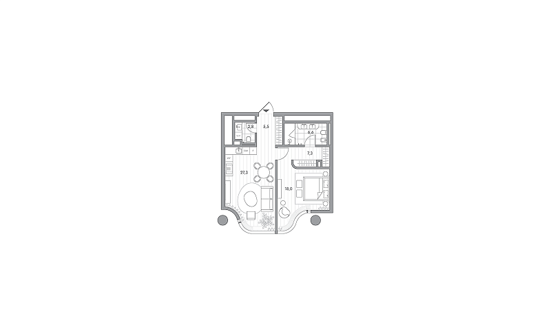 Планировка 1-комнатной квартиры 67,5 м² в PHANTOM (Фантом)