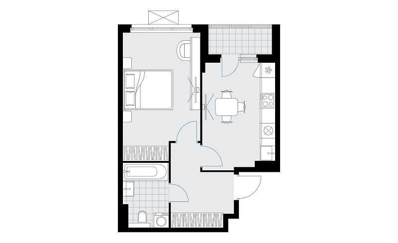 Планировка 1-комнатной квартиры 39,7 м² в Бунинские кварталы