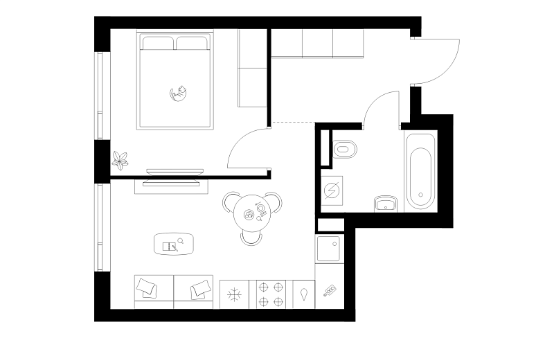 Планировка 1-комнатной квартиры 32,2 м² в Лосиноостровский парк