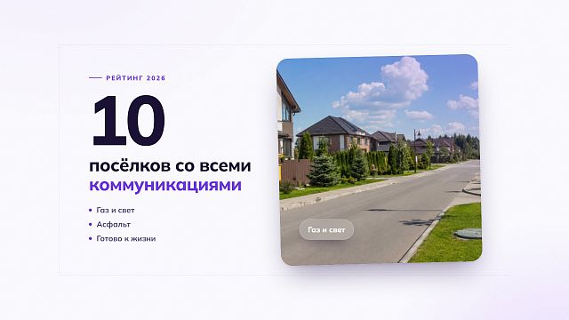 ТОП-10 посёлков со всеми центральными коммуникациями: газ, вода, асфальт