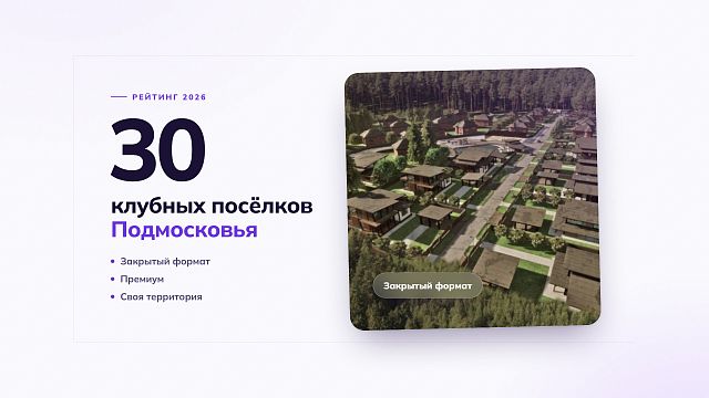 ТОП-30 клубных коттеджных поселков Подмосковья: рейтинг 2026 года