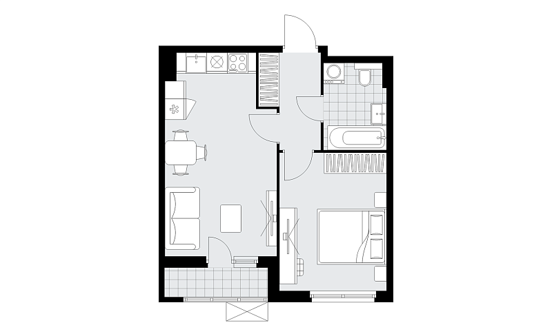 Планировка 2-комнатной квартиры 40,3 м² в Бунинские кварталы