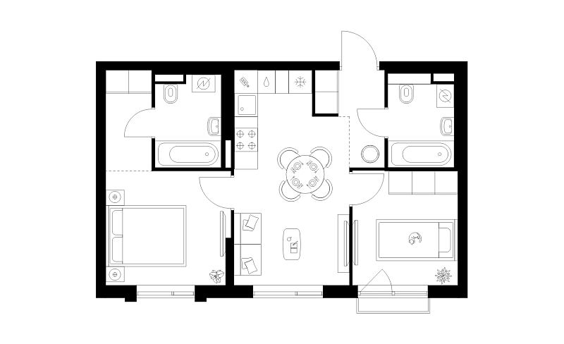 Планировка 2-комнатной квартиры 46,7 м² в Лосиноостровский парк