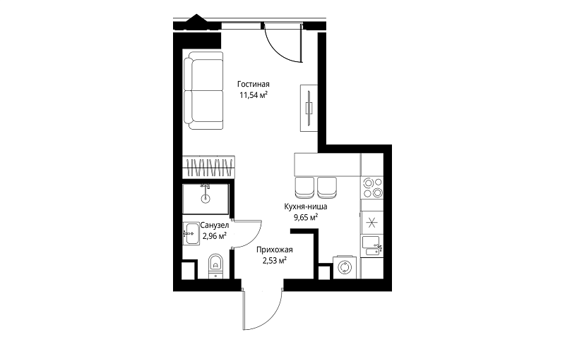 Планировка студии 26,7 м² в JOIS (Джойс)