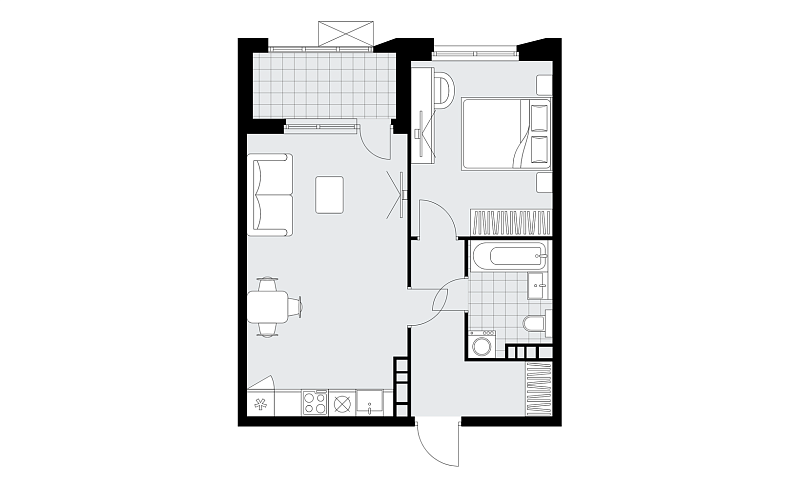 Планировка 2-комнатной квартиры 47,1 м² в Бунинские кварталы