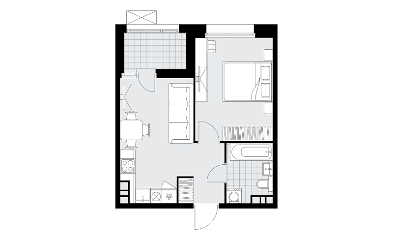 Планировка 2-комнатной квартиры 36,1 м² в Бунинские кварталы
