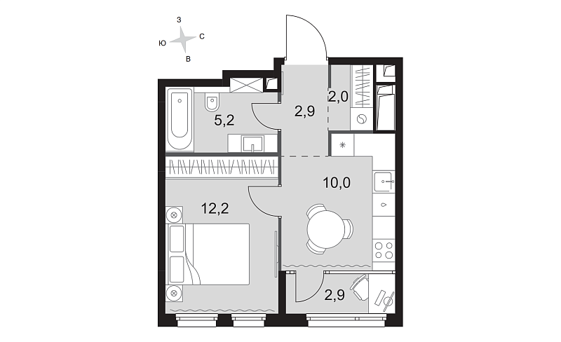 Планировка 1-комнатной квартиры 35,2 м² в Sydney City (Сидней Сити)