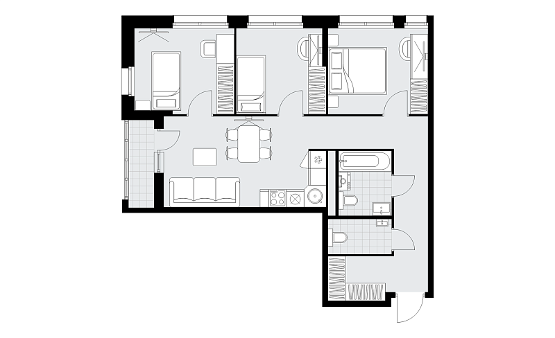 Планировка 4-комнатной квартиры 66,6 м² в Родные кварталы