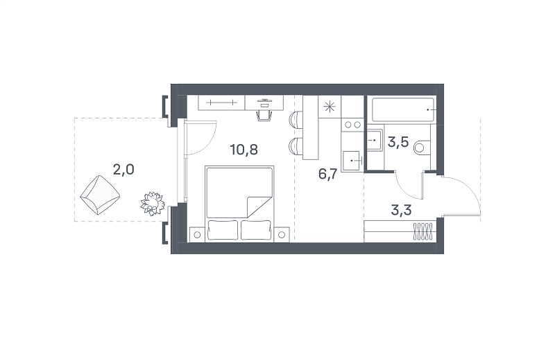 Планировка студии 26,3 м² в Portland (Портленд)