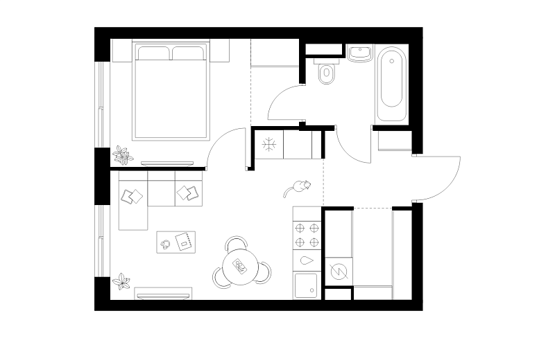 Планировка 1-комнатной квартиры 32,5 м² в Матвеевский парк