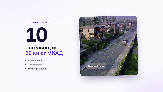 ТОП-10 коттеджных посёлков до 30 км от МКАД: ближний пояс Подмосковья