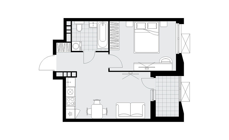 Планировка 2-комнатной квартиры 38,9 м² в Бунинские кварталы