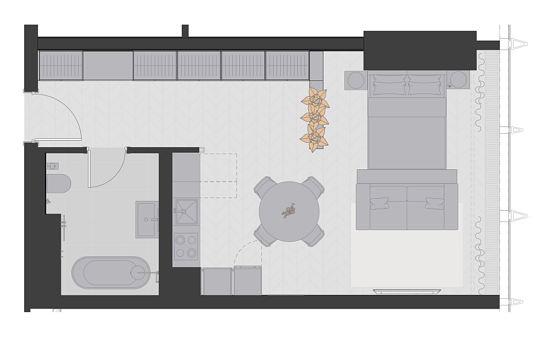 Планировка 1-комнатной квартиры 50,7 м² в NEVA TOWERS (Нева Тауэрс)