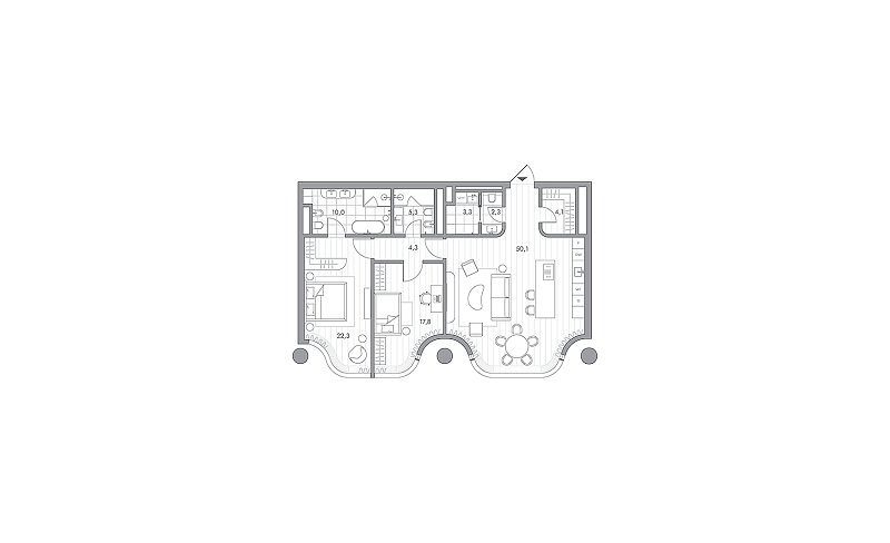 Планировка 2-комнатной квартиры 119,5 м² в PHANTOM (Фантом)